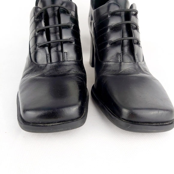 𝅺Caprice vintage leather ankle laced black heeled shoes made in Brazil size 37 - Picture 5 of 11